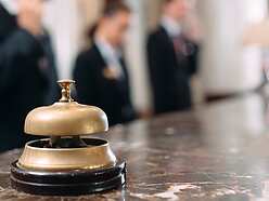 A bell at a hotel reception