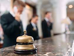 A bell at a hotel reception