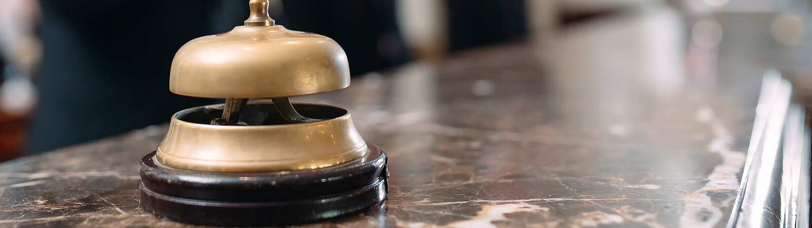 A bell at a hotel reception