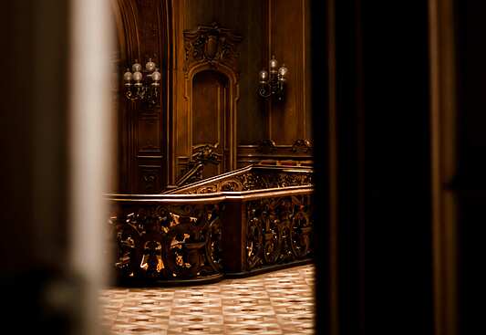 a chandelier in a room