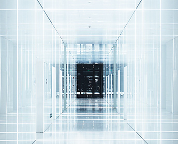 a white hallway with lights