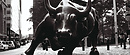 Metal charging bull sculpture