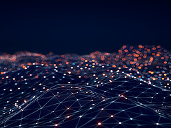 a wireframe of a mountain with dots and lines