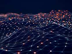 a wireframe of a mountain with dots and lines