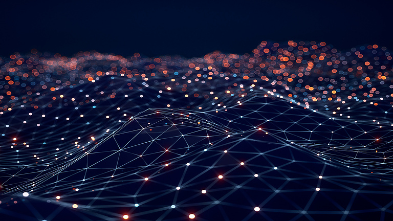 a wireframe of a mountain with dots and lines