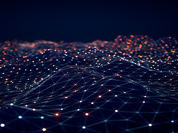 a wireframe of a mountain with dots and lines