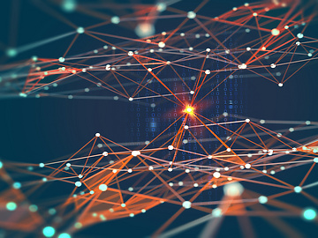 Blockchain technology futuristic hud background with blockchain polygon