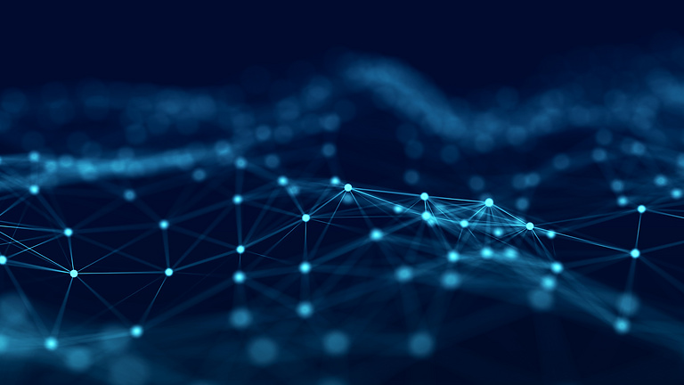 Abstract dots over dark blue background