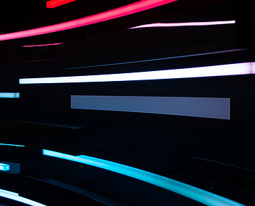 a wall with colorful lights