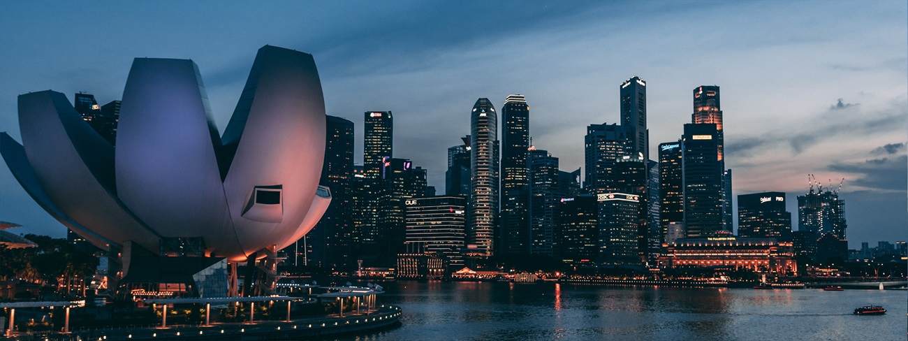 Singapore skyline at night