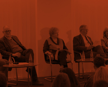 The panel talking at the Lipstadt podcast event