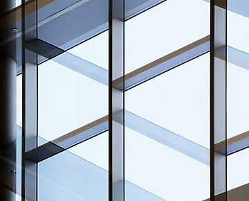 a close up of a glass building