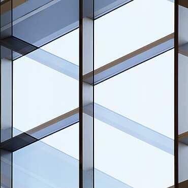 a close up of a glass building