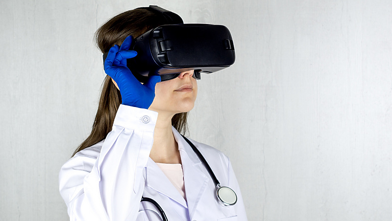 Doctor using VR headset