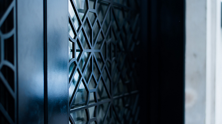 a close up of a door