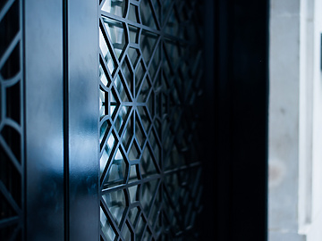 a close up of a door