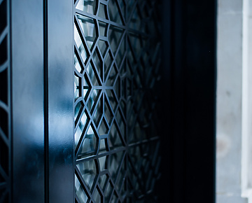 a close up of a door