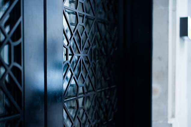 a close up of a door
