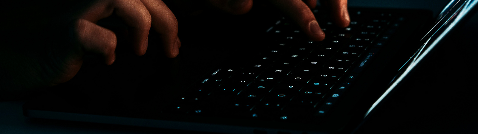 hands typing on a laptop keyboard