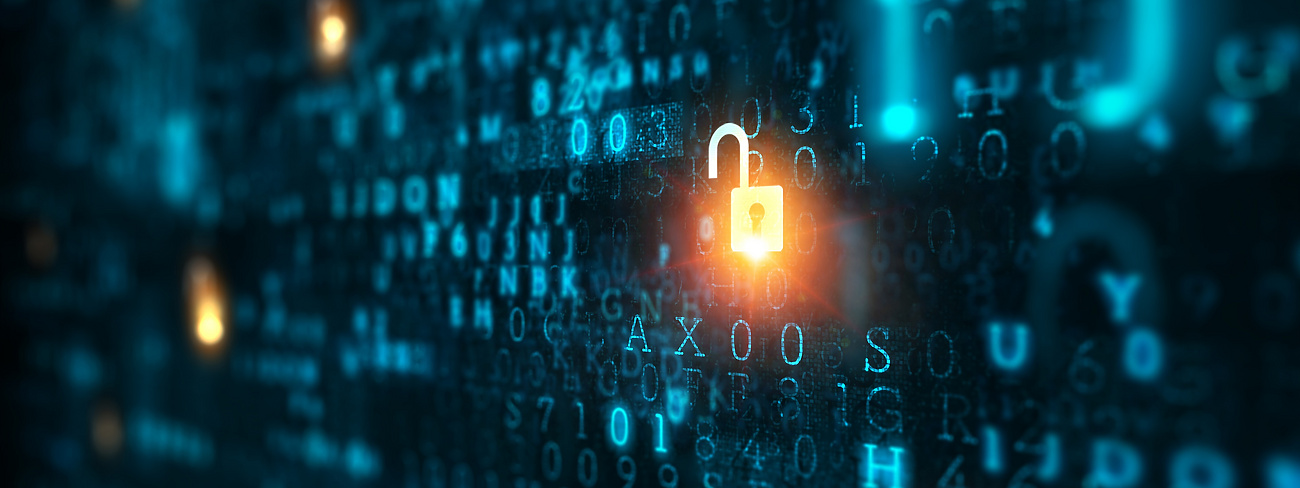 glowing padlock on technology background