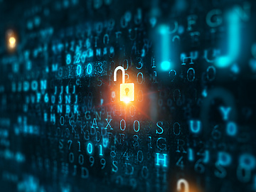 glowing padlock on technology background