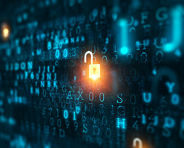 glowing padlock on technology background