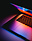 half open macbook with colourful lights