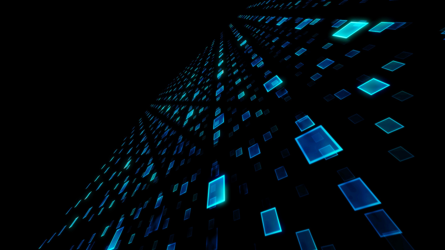 a blue squares in a black background