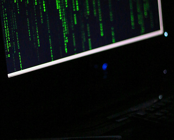 a computer screen with green text