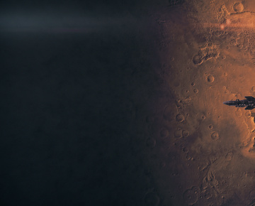 a space ship on the surface of Mars