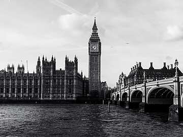Big Ben next to a bridge