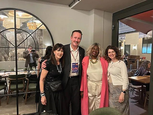 Susan Freeman with Gavin Winbanks, Chenai Gondo and Louise Ioannou at the PW Editor’s dinner