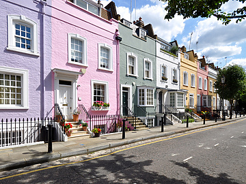 a row of colorful houses