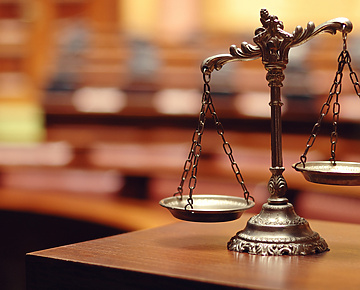 Scales in courtroom