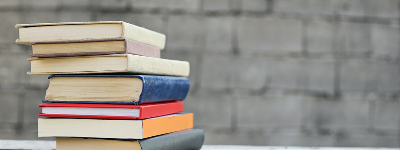 School books on bench