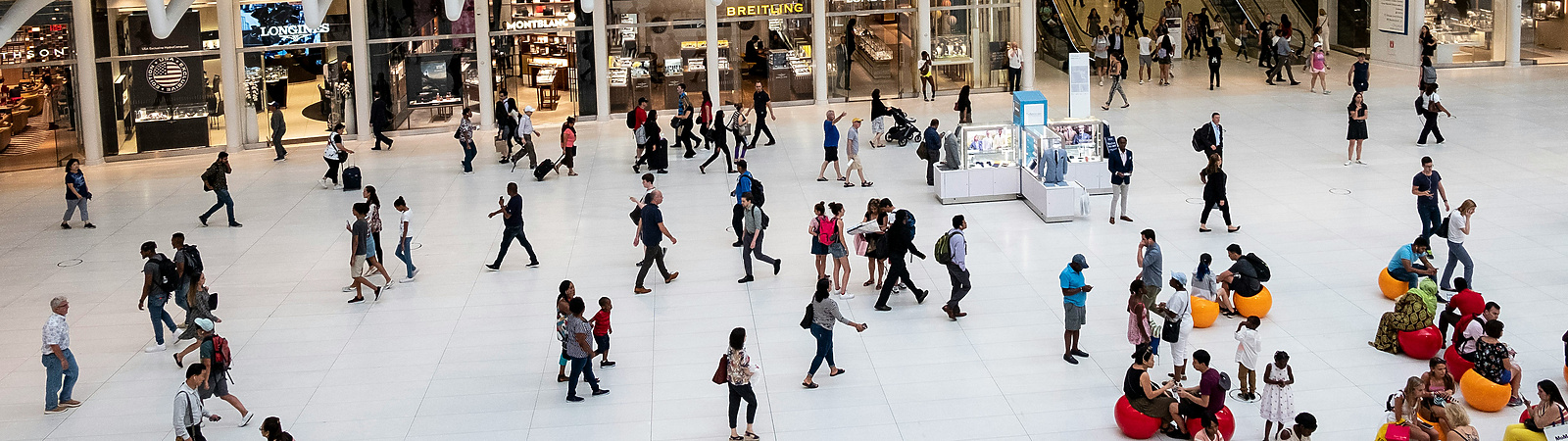 a large group of people in a large building