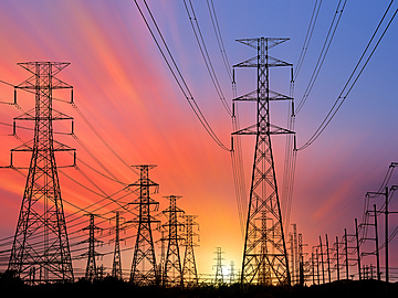 electricity silhouette at sunset