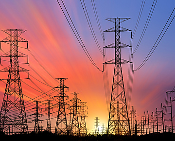 electricity silhouette at sunset