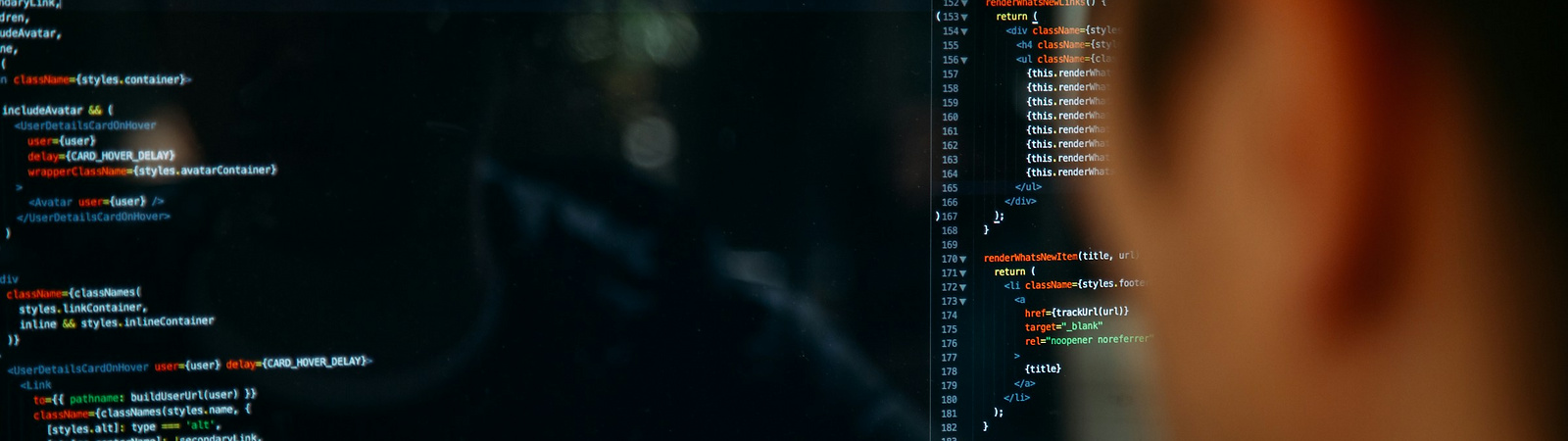Person looking at screen of code