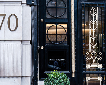 Entrance of Africa house with Mishcon de Reya logo