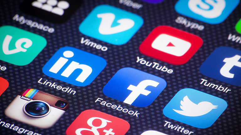 social icons on phone