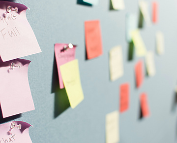 Sticky post it notes on wall