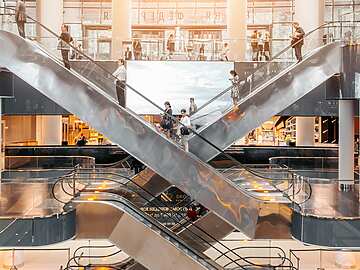 Escalators in a shopping centre