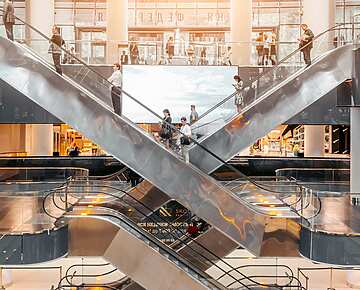Escalators in a shopping centre