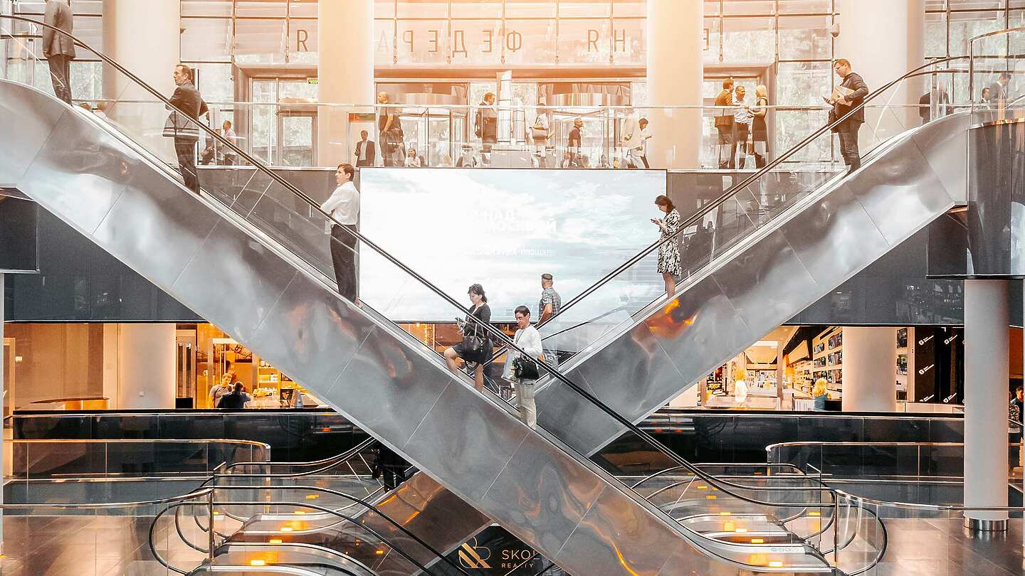 Escalators in a shopping centre