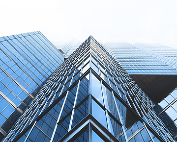 Exterior of glass corporate building