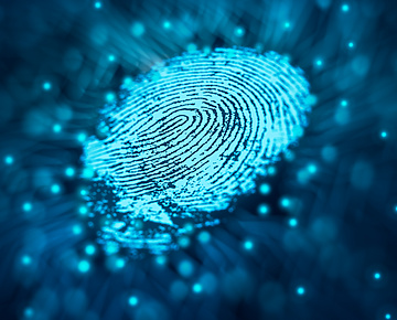 a fingerprint on a blue background