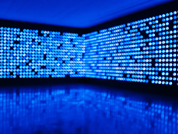 a wall of blue lights