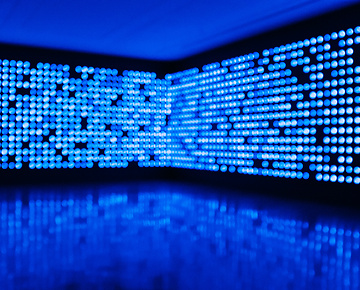 a wall of blue lights