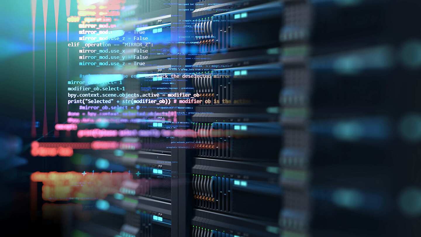 a computer servers with colorful lines